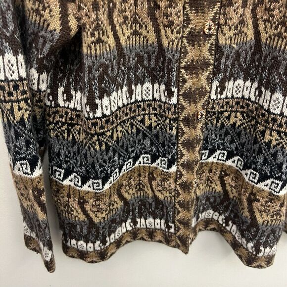 Peruvian Alpaca Connection 100% Alpaca Cardigan Sweater Artsy Boho Tribal XL - Picture 9 of 16